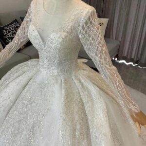 Crystal sequence detailed luxury ball wedding dress