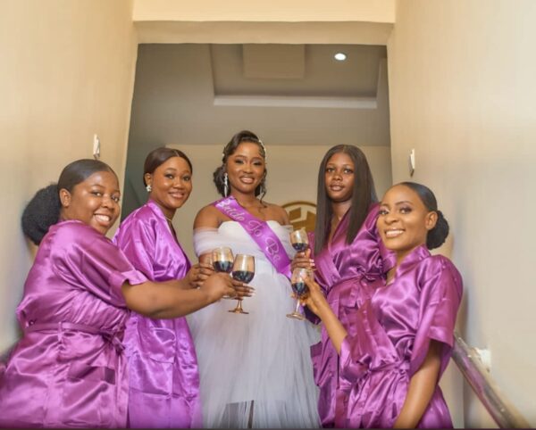 Magenta silk robe for bridesmaids